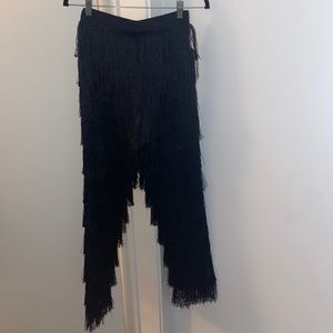 Black fringe pants